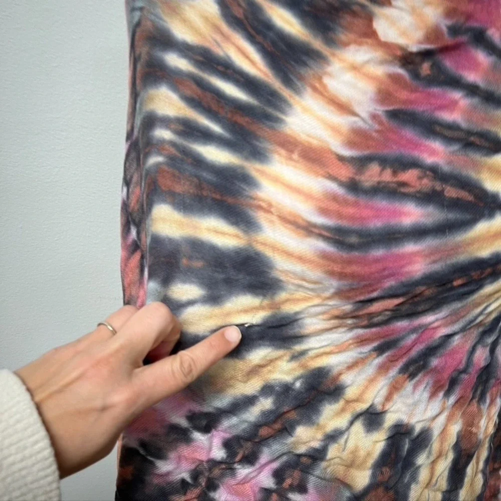 Brightly Twisted Tie Dye Rectangle Scarf Shawl Wrap Tassel Hippie Boho Artsy